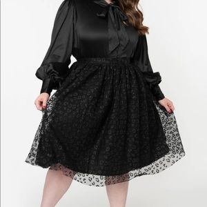 Black leopard print skirt